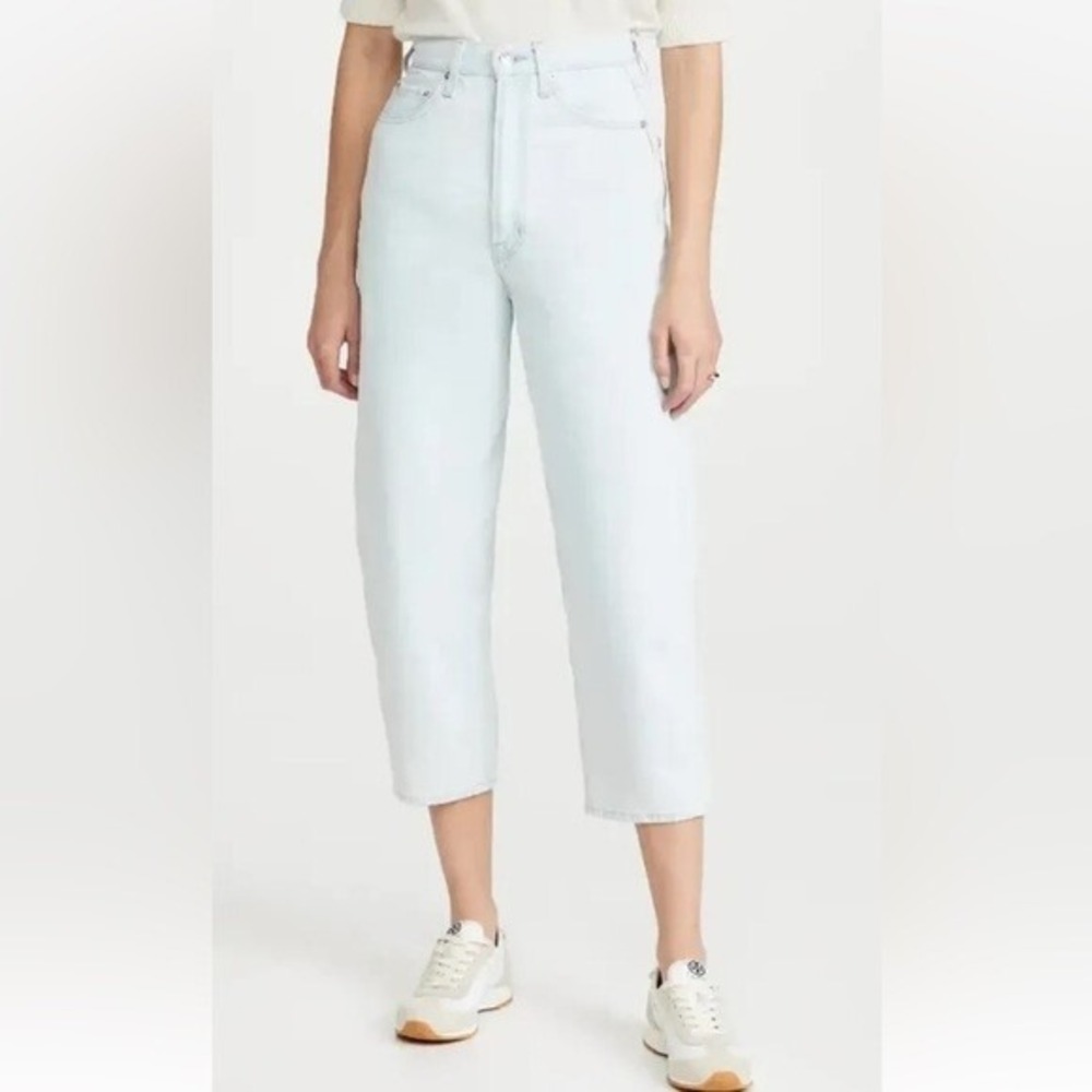 NWT $228 Anthropologie x EDWIN Women Dani Capri Light Blue‎ Relaxed Jeans Sz 30